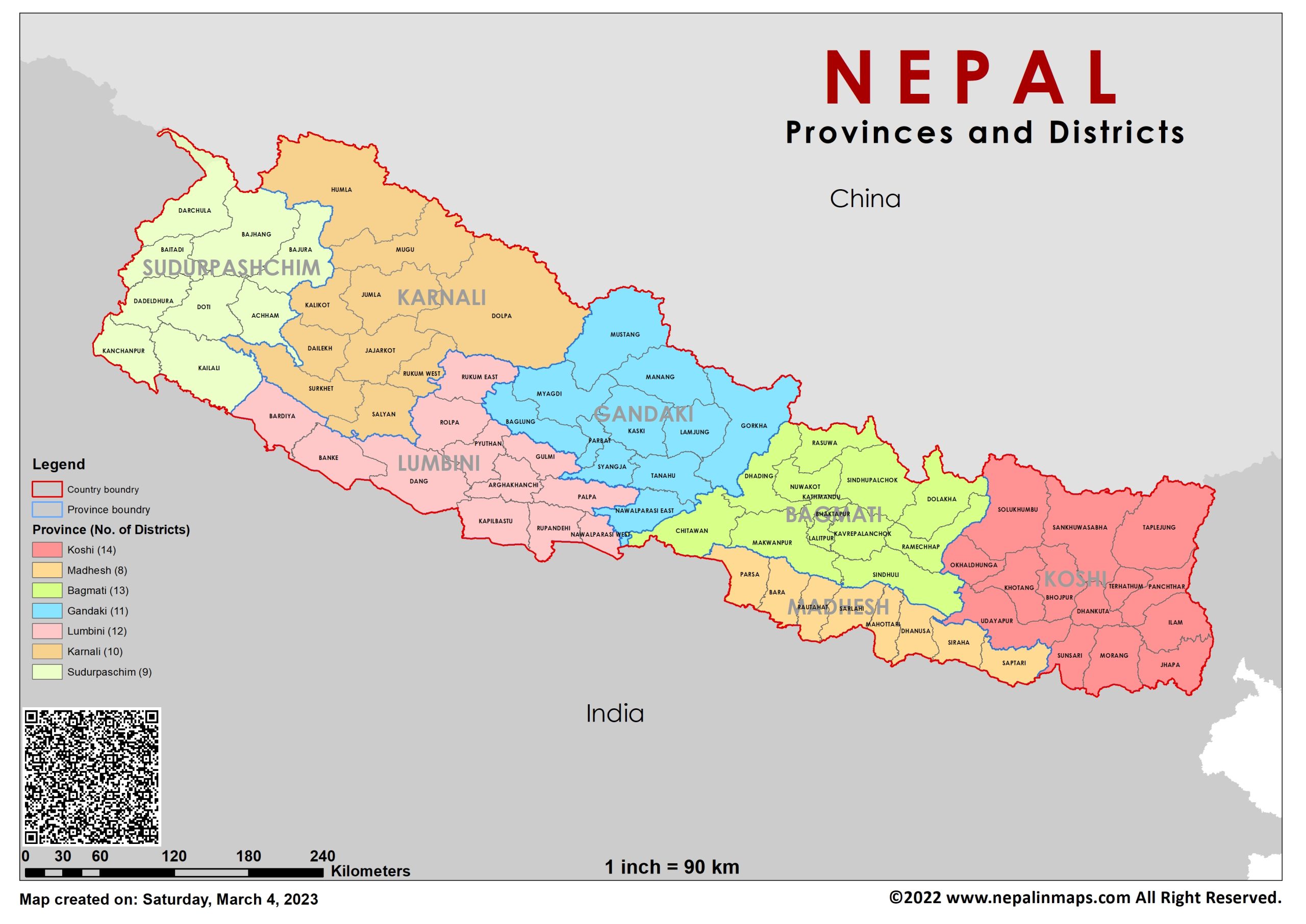 Political map of Nepal